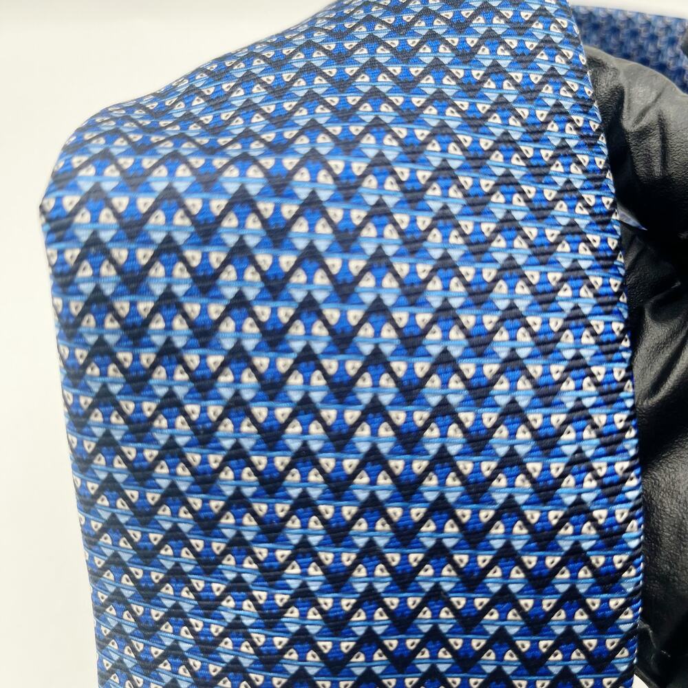 Cesare Casadonte Zegna Italy Blue Geometric 100% Silk Tie - Picture 2 of 7
